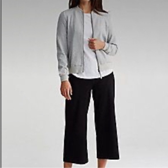 EILEEN FISHER Organic Cotton Knit 2 Way Zip Bomber Jacket Sweatshirt Gray XS - Picture 1 of 8